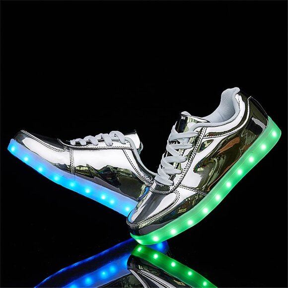 ⚡Unisex Silver Light Up Shoes with USB Charging Glowing Luminous LED Sneakers - Picture 5 of 6